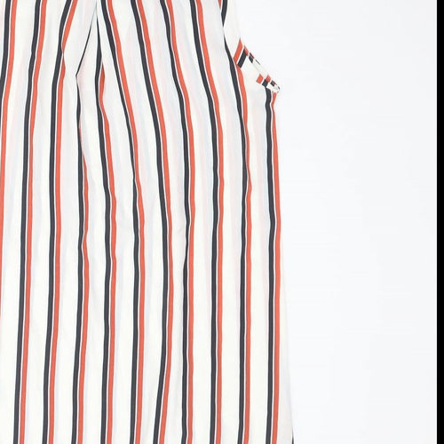 Marks and Spencer Womens Multicoloured Striped Polyester Basic Blouse Size 8 Round Neck