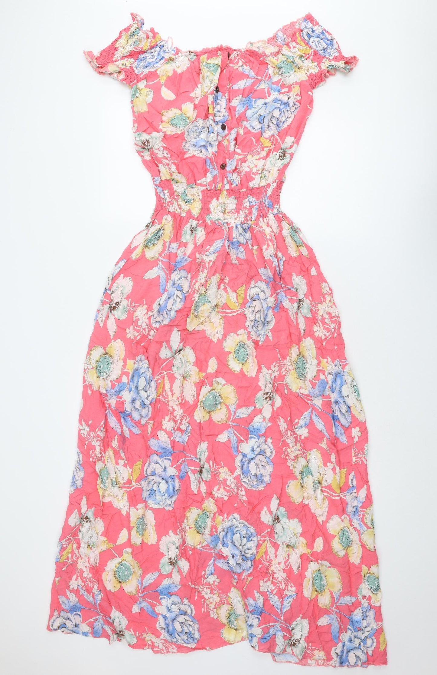 Boohoo Womens Multicoloured Floral Viscose A-Line Size 18 Off the Shoulder Pullover