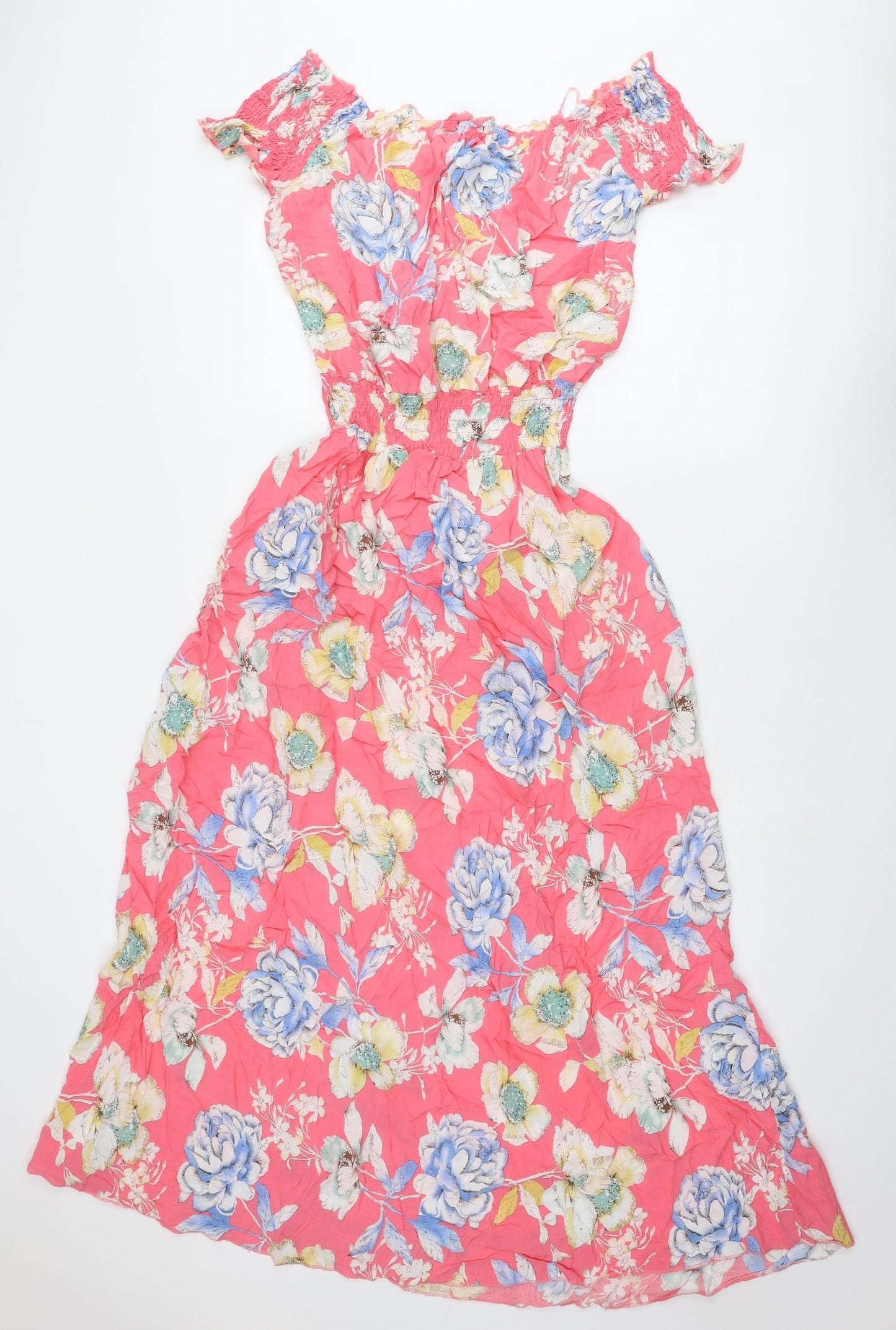 Boohoo Womens Multicoloured Floral Viscose A-Line Size 18 Off the Shoulder Pullover