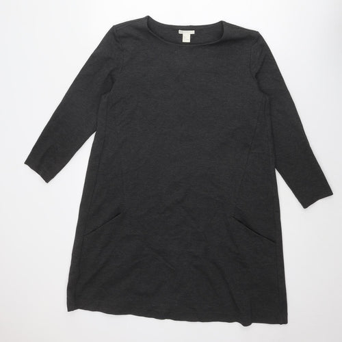 H&M Womens Grey Polyester Shift Size L Round Neck Pullover