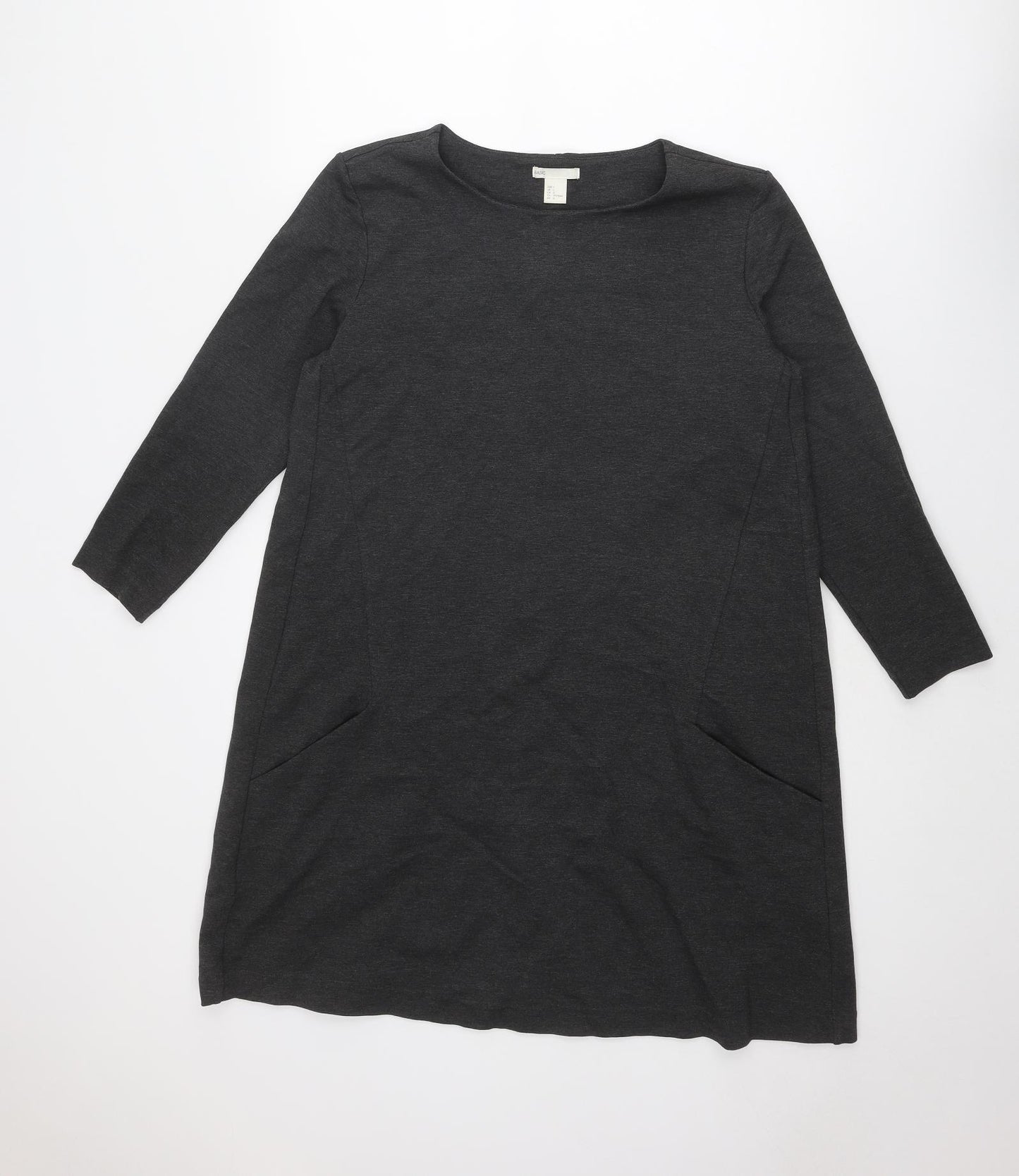 H&M Womens Grey Polyester Shift Size L Round Neck Pullover