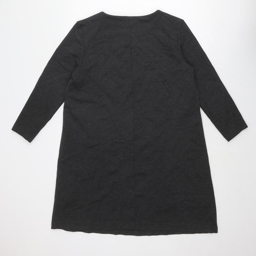 H&M Womens Grey Polyester Shift Size L Round Neck Pullover