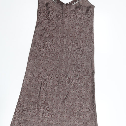 Marks and Spencer Womens Brown Geometric Polyester Cami Dress Size 8