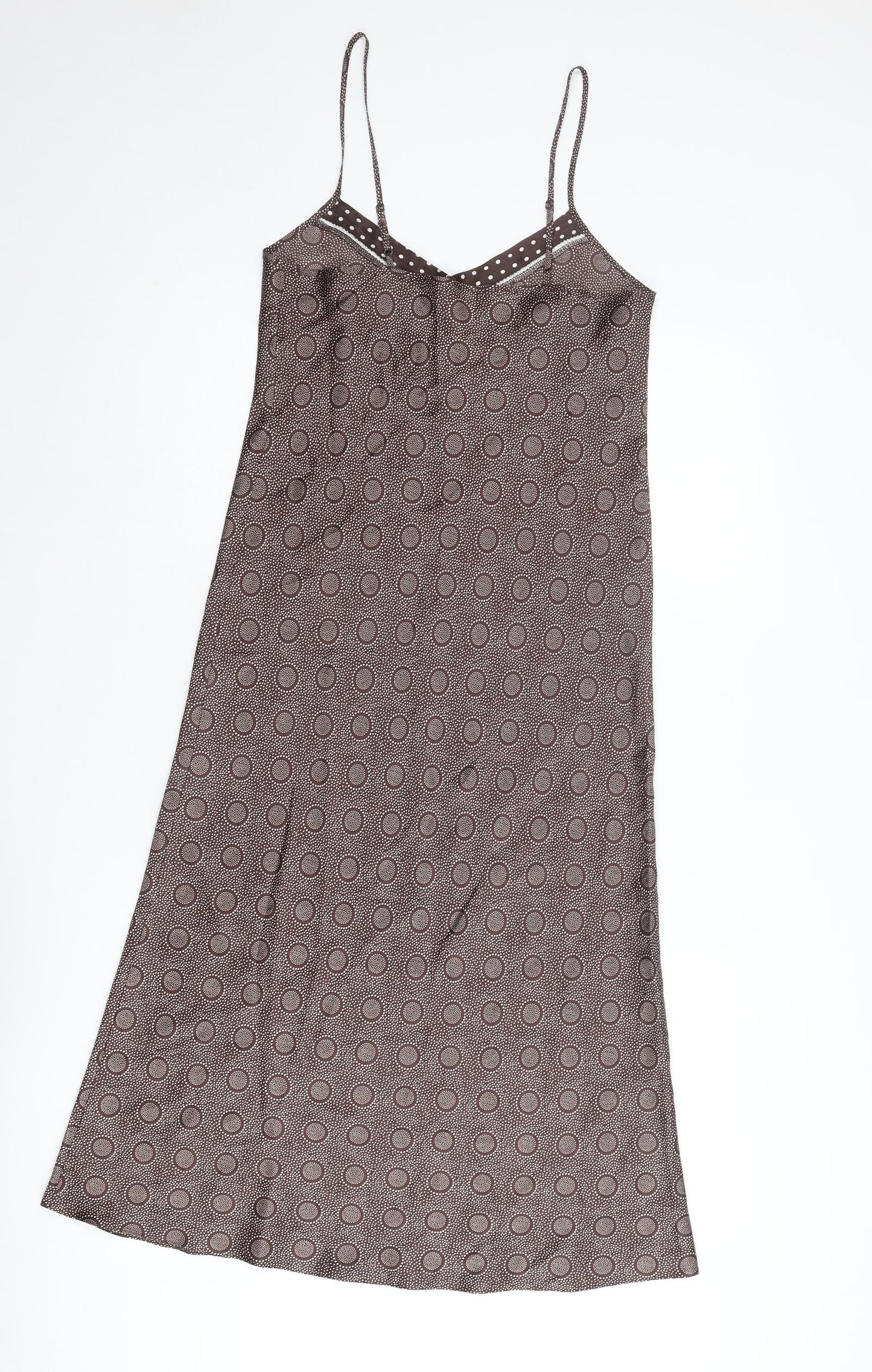 Marks and Spencer Womens Brown Geometric Polyester Cami Dress Size 8
