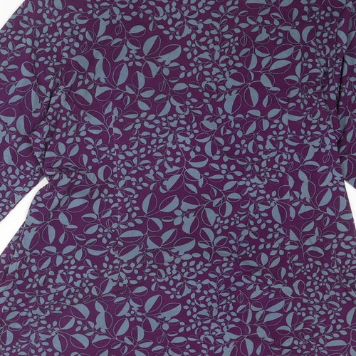 Wardrobe Womens Purple Floral Polyester Basic Blouse Size 16 V-Neck