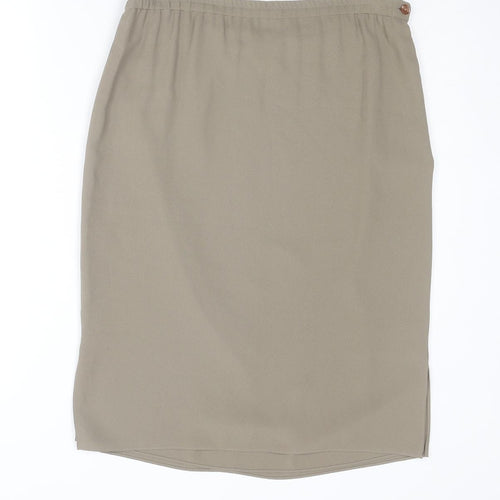 Frank Usher Womens Green Polyester A-Line Skirt Size 14 Zip