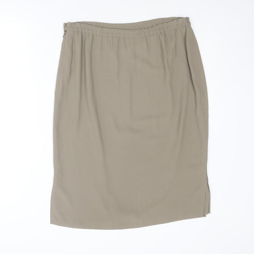 Frank Usher Womens Green Polyester A-Line Skirt Size 14 Zip