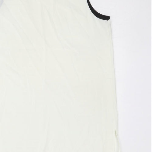 BASSINI Womens Ivory Polyester Basic Tank Size 16 Round Neck