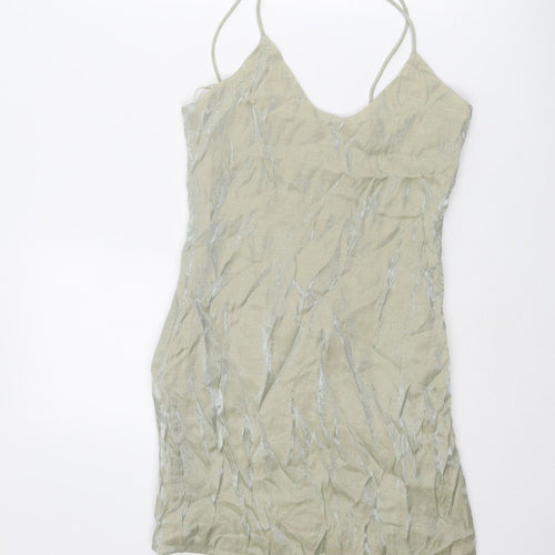 Goldie Womens Beige Polyester Mini Size M Scoop Neck Zip