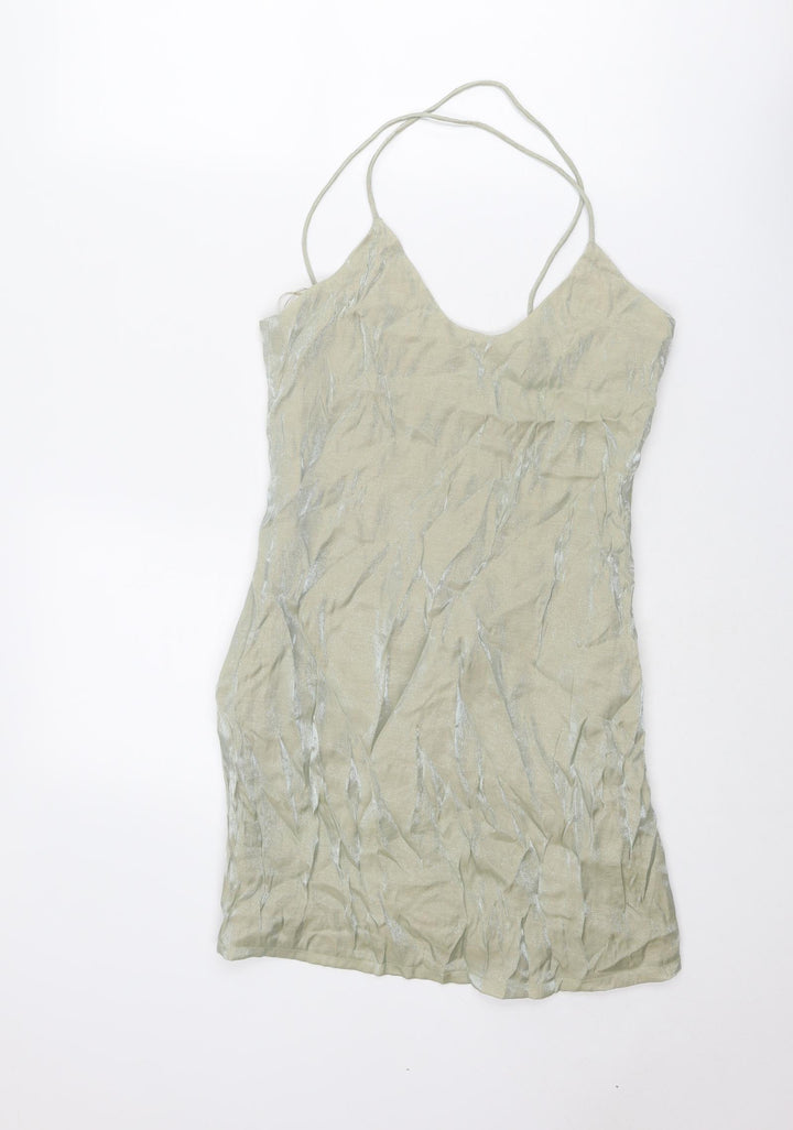 Goldie Womens Beige Polyester Mini Size M Scoop Neck Zip