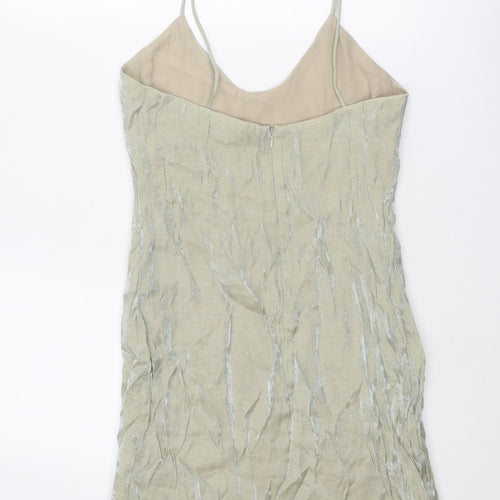Goldie Womens Beige Polyester Mini Size M Scoop Neck Zip