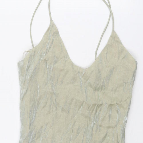 Goldie Womens Beige Polyester Mini Size M Scoop Neck Zip