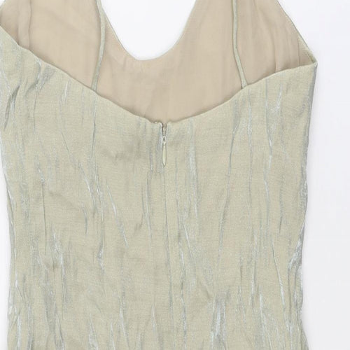 Goldie Womens Beige Polyester Mini Size M Scoop Neck Zip