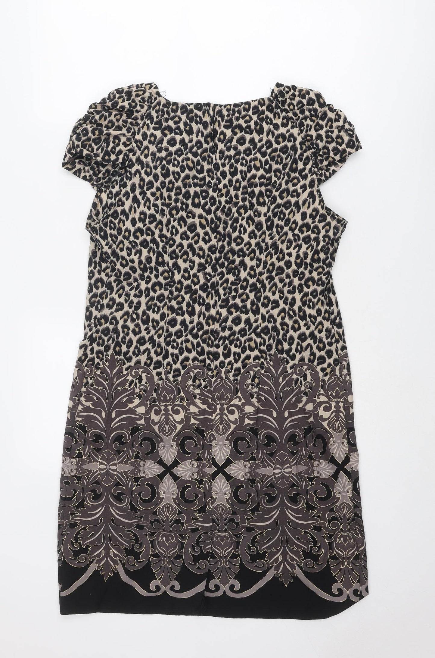 Wallis Womens Multicoloured Geometric Polyester A-Line Size 14 Round Neck Zip