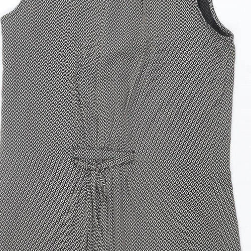 H&M Womens Black Geometric Polyester Tank Dress Size 10 V-Neck Pullover