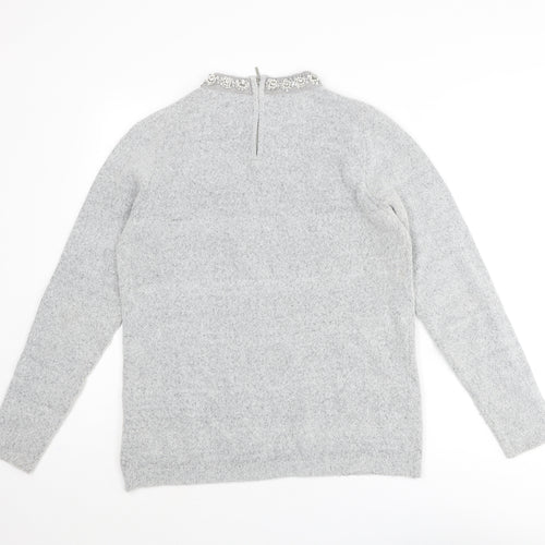 Dorothy Perkins Womens Grey Crew Neck Acrylic Pullover Jumper Size 12