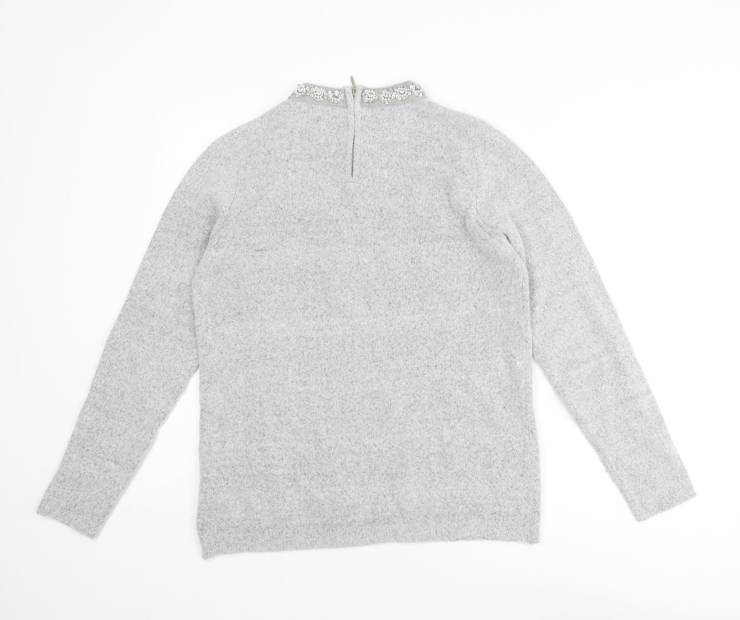 Dorothy Perkins Womens Grey Crew Neck Acrylic Pullover Jumper Size 12