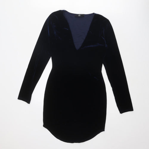Missguided Womens Blue Polyester Shift Size 6 V-Neck Pullover
