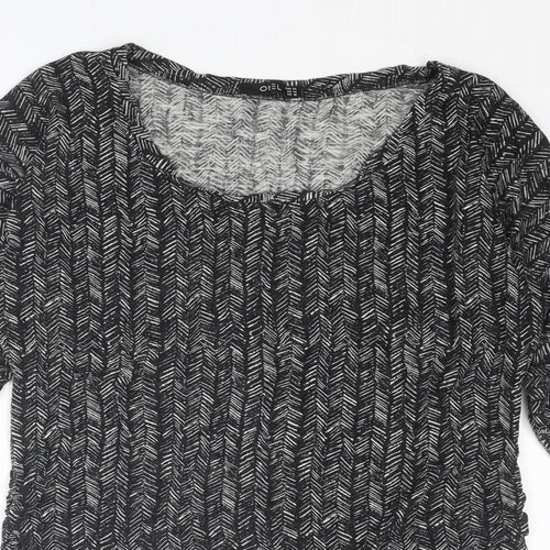 Odel.lk Womens Black Geometric Viscose Basic T-Shirt Size XL Round Neck