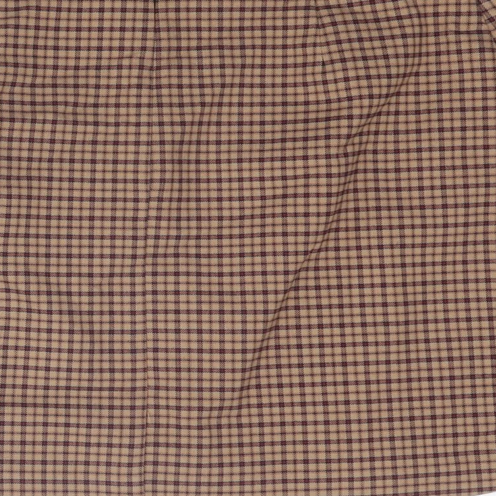 Oasis Womens Brown Plaid Polyester A-Line Skirt Size 12 Zip