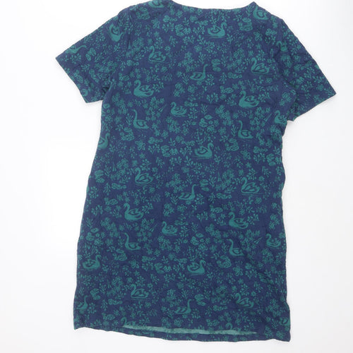 MANTARAY PRODUCTS Womens Blue Geometric Cotton Shift Size 16 Round Neck Pullover - Swans