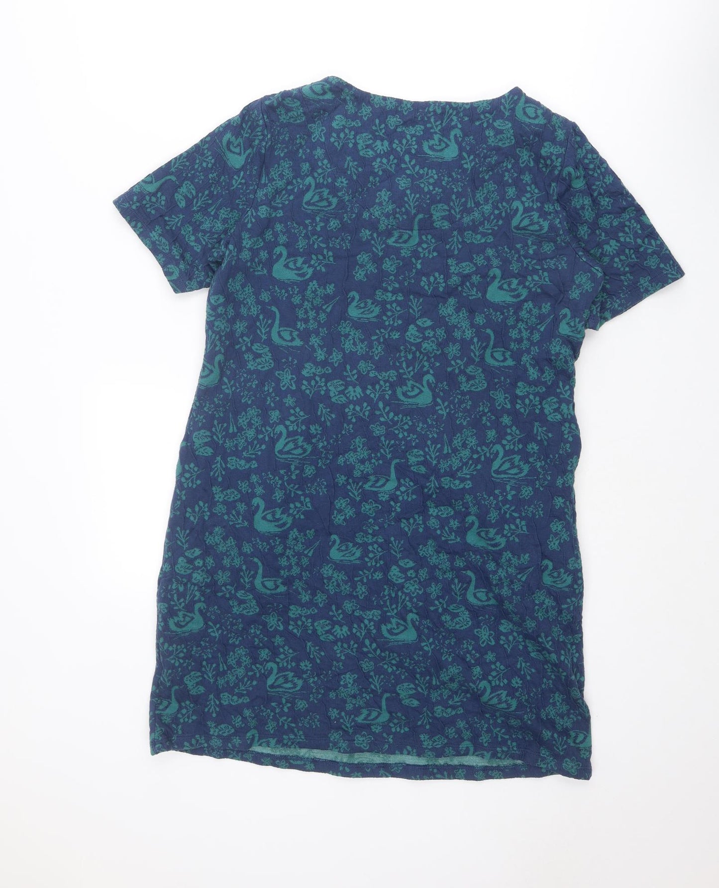 MANTARAY PRODUCTS Womens Blue Geometric Cotton Shift Size 16 Round Neck Pullover - Swans