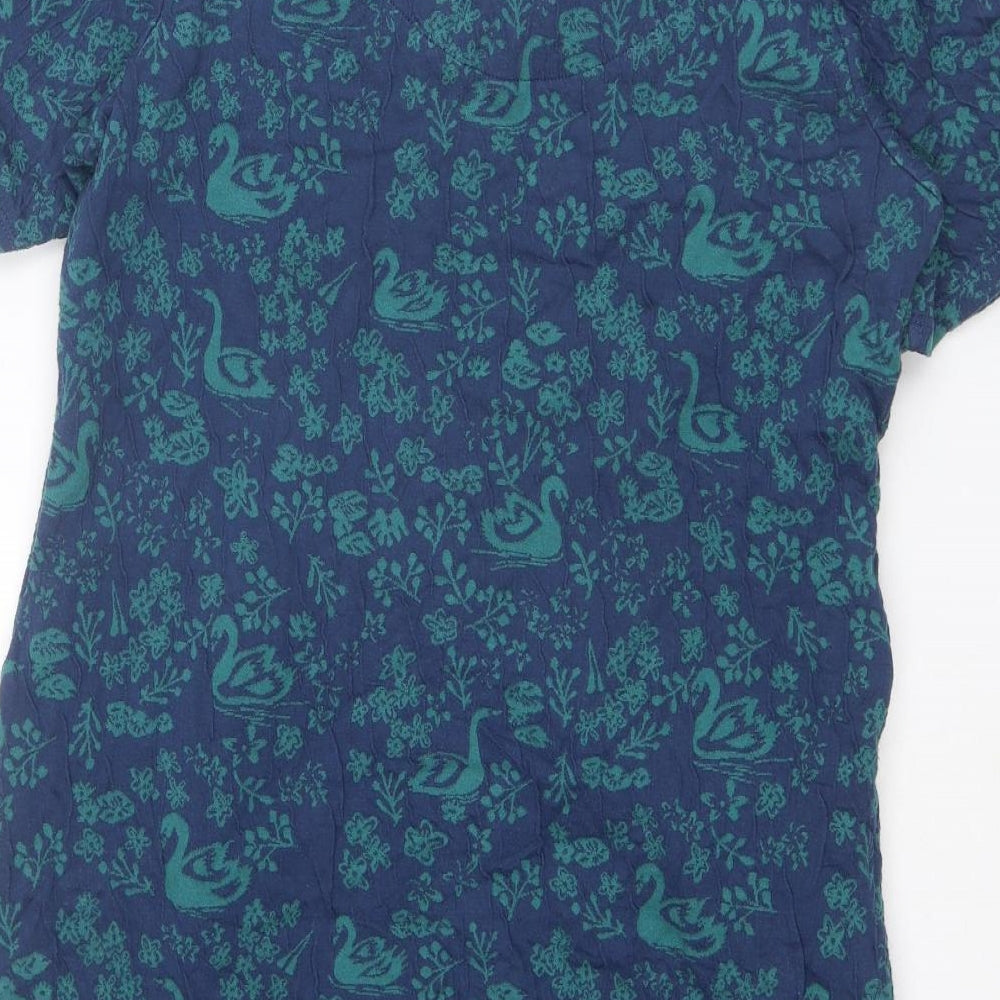 MANTARAY PRODUCTS Womens Blue Geometric Cotton Shift Size 16 Round Neck Pullover - Swans