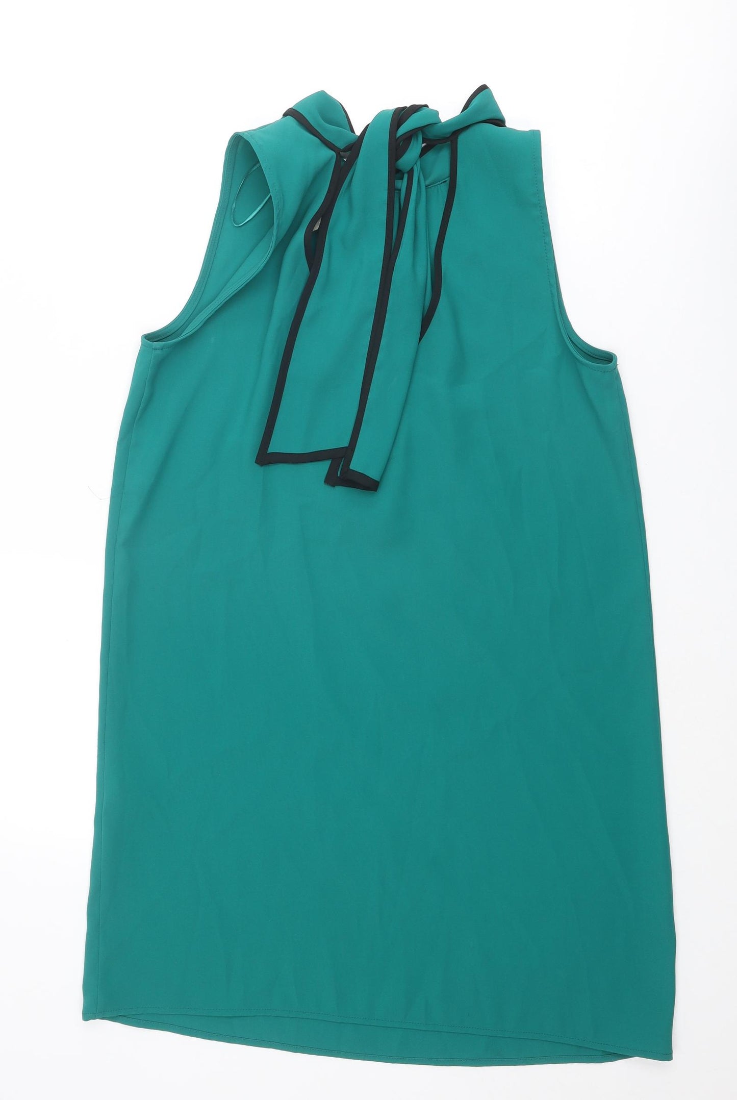 Zara Womens Green Polyester Tank Dress Size S Round Neck Tie