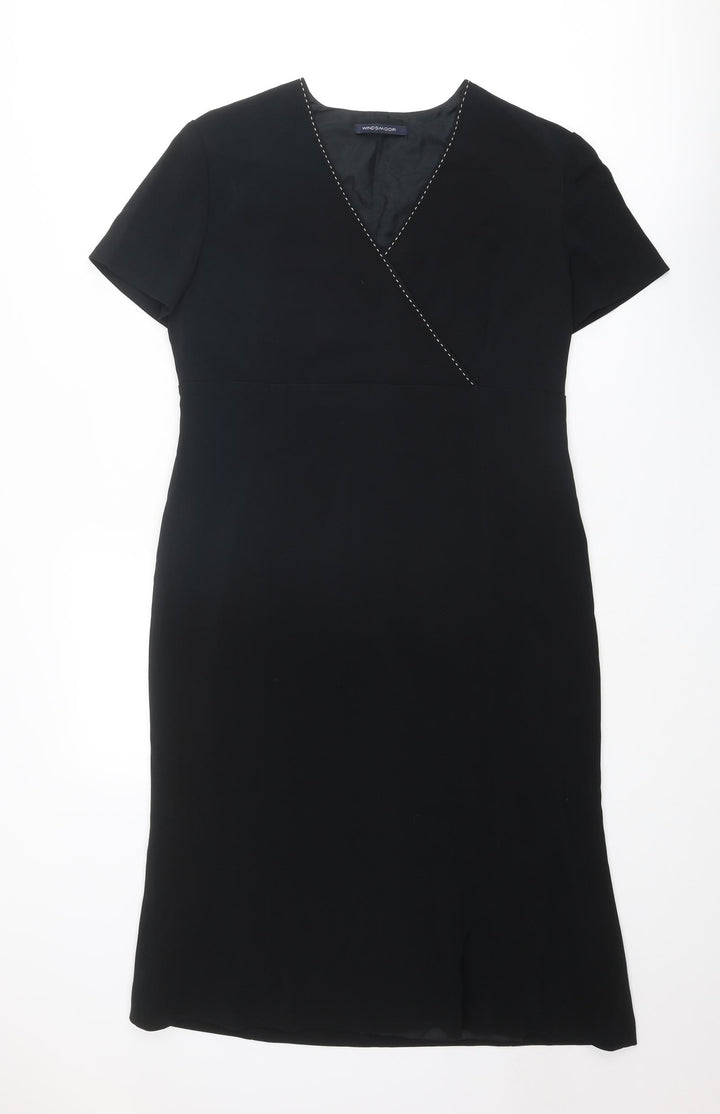 Windmoor Womens Black Polyester A-Line Size 14 V-Neck Zip