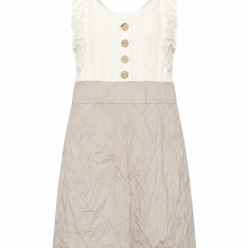 TFNC Womens Beige Cotton Tank Dress Size 10 Scoop Neck Zip - Lace Details