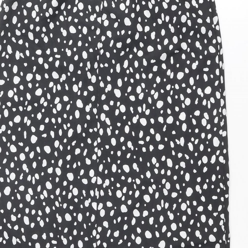 Nasty Gal Womens Black Geometric Polyester A-Line Skirt Size 6 Zip
