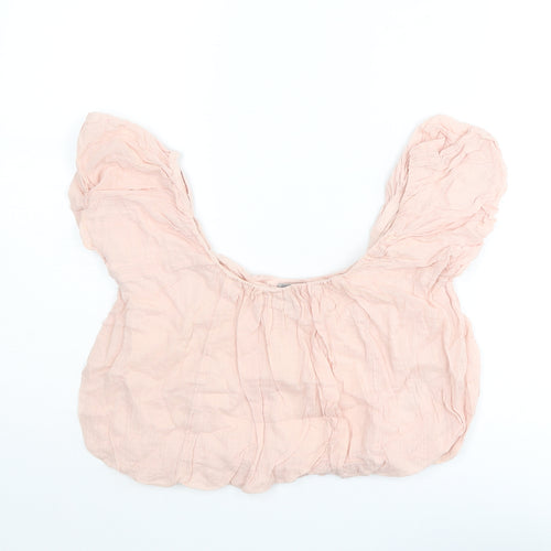 ASOS Womens Pink Cotton Cropped Blouse Size 6 Round Neck