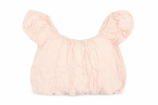 Front view of ASOS women’s pink cotton cropped blouse, size UK 6, round neck