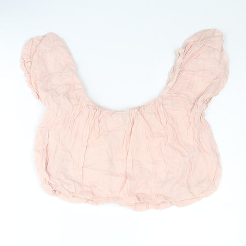 ASOS Womens Pink Cotton Cropped Blouse Size 6 Round Neck