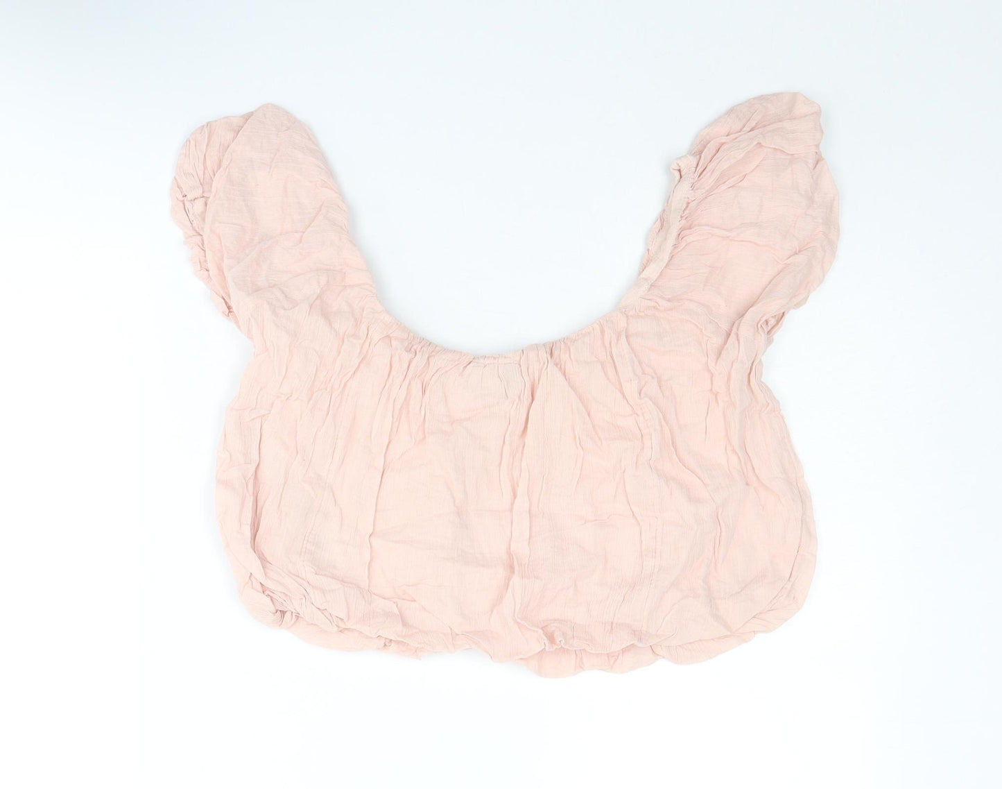 ASOS Womens Pink Cotton Cropped Blouse Size 6 Round Neck