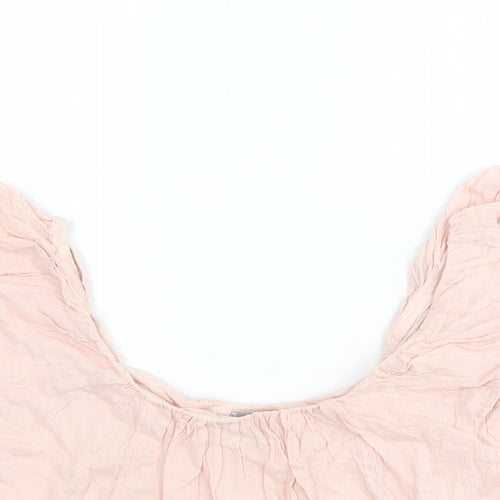 ASOS Womens Pink Cotton Cropped Blouse Size 6 Round Neck