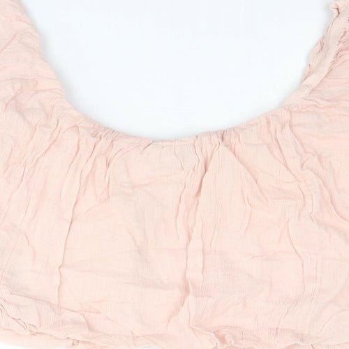 ASOS Womens Pink Cotton Cropped Blouse Size 6 Round Neck