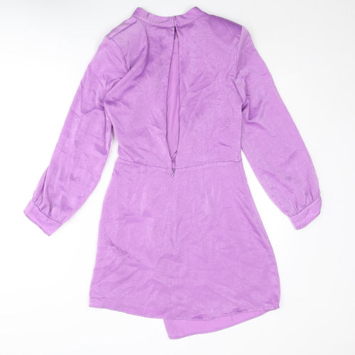 Zara Womens Purple Polyester Mini Size XS Mock Neck Zip - Open Back