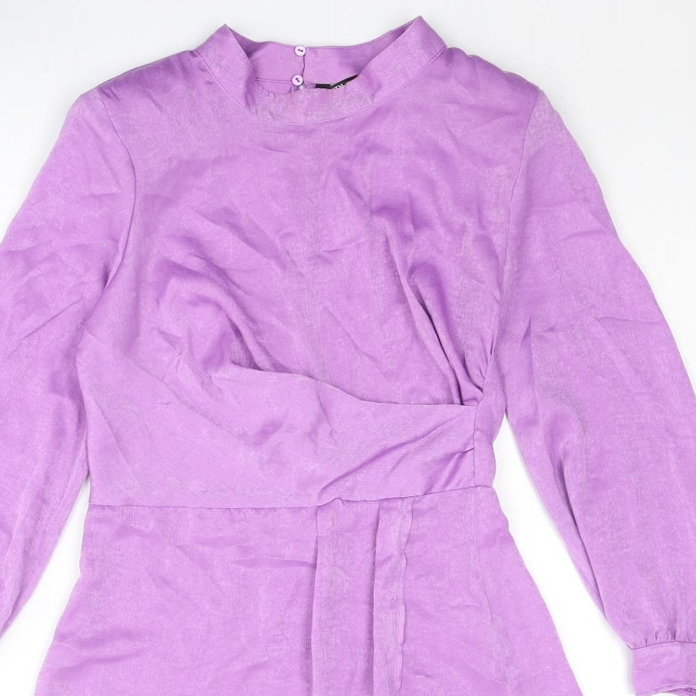 Zara Womens Purple Polyester Mini Size XS Mock Neck Zip - Open Back