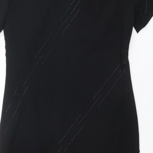 Windsmoor Womens Black Polyester Shift Size 12 V-Neck Zip