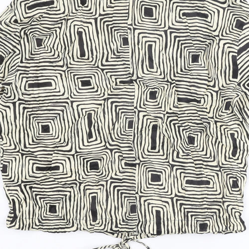 Zara Womens Ivory Geometric Polyester Basic Blouse Size S Collared