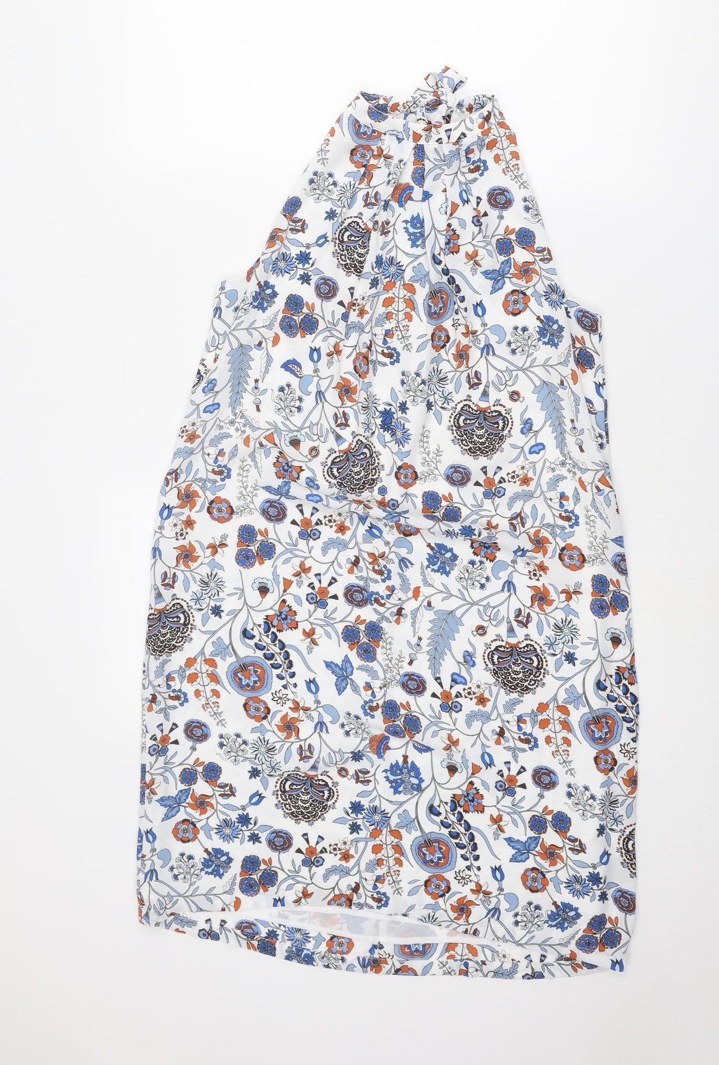 H&M Womens Multicoloured Geometric Polyester A-Line Size 10 Boat Neck Tie