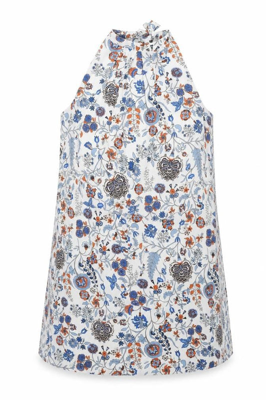 Front view of H&M women’s multicoloured geometric polyester a-line, size UK 10, boat neck tie