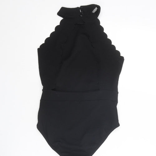 Boohoo Womens Black Polyester Bodysuit One-Piece Size 6 Button