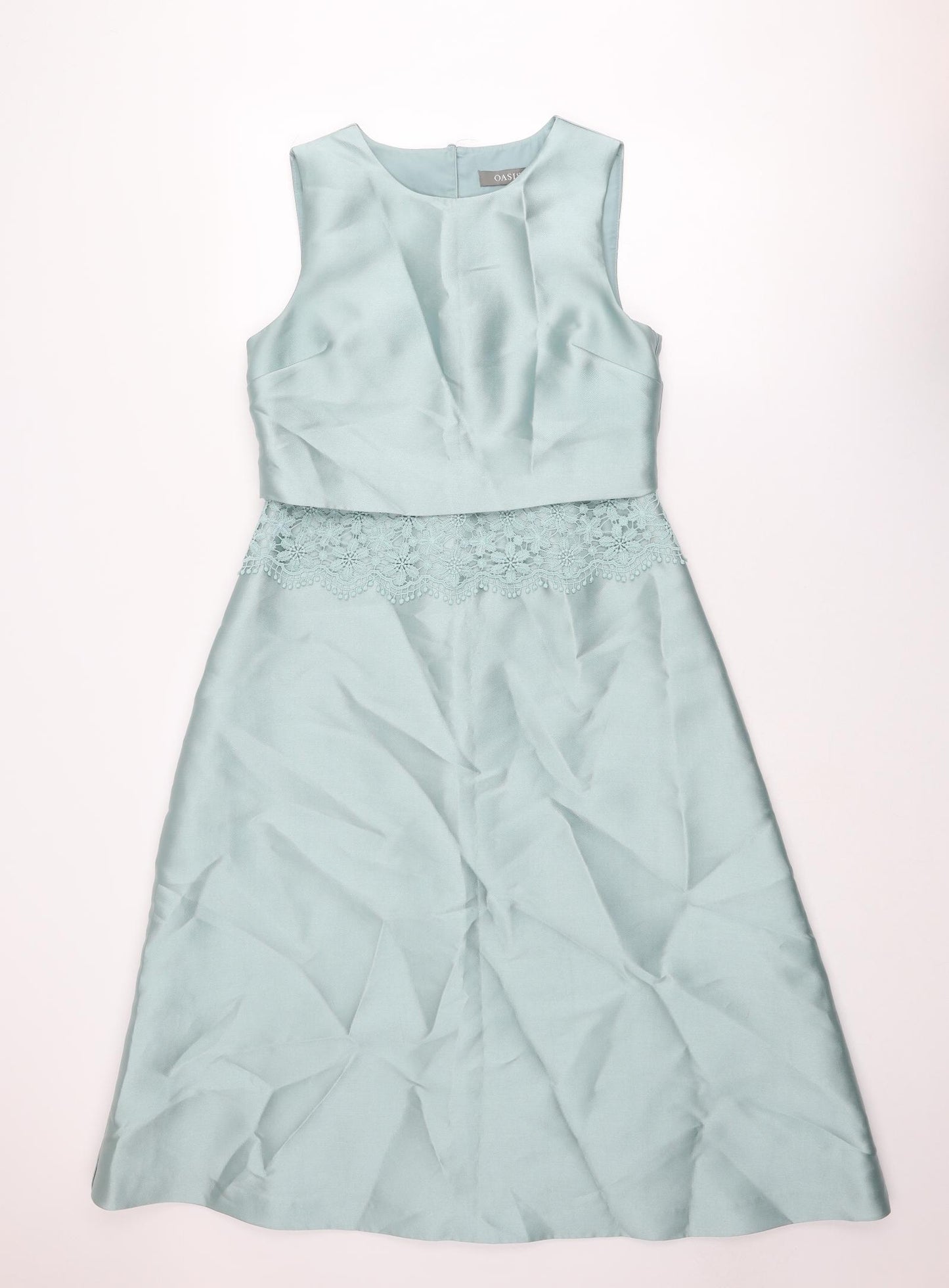 Oasis Womens Blue Polyester A-Line Size 10 Boat Neck Zip