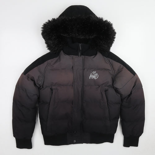 KWD Boys Black Basic Coat Coat Size 14-15 Years Zip