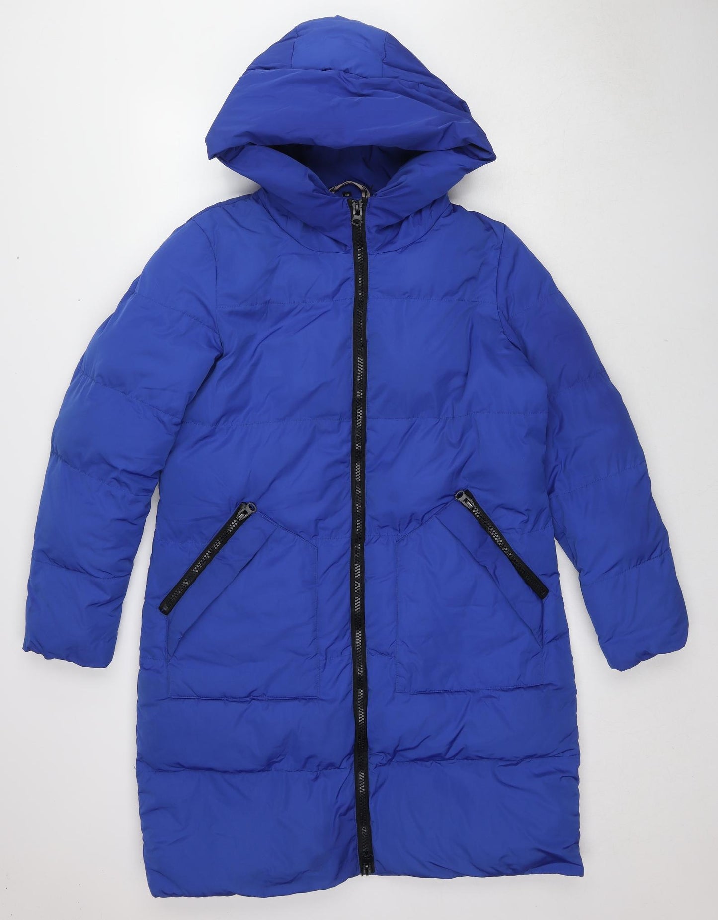 Rino&Pelle Womens Blue Quilted Coat Size 12 Zip