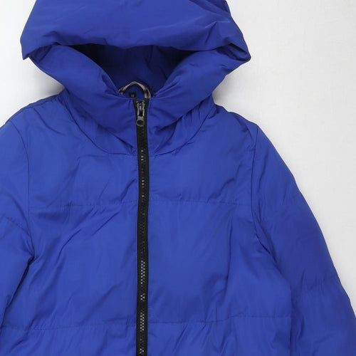 Rino&Pelle Womens Blue Quilted Coat Size 12 Zip