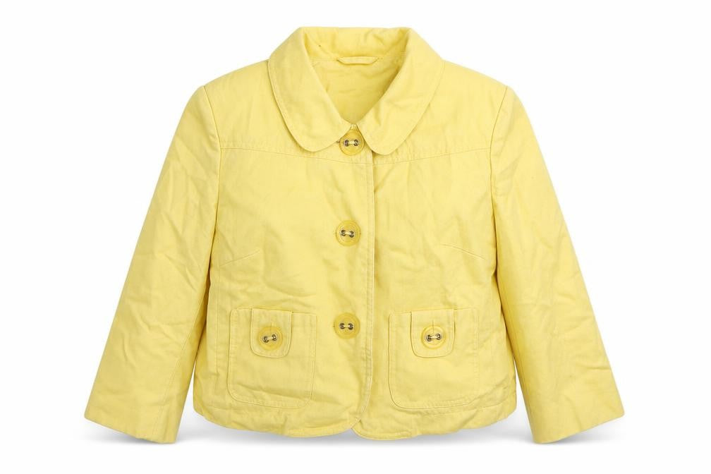 Front view of New Look women’s yellow jacket, size UK 12, zip