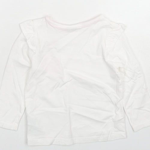 Disney Girls White Cotton Basic T-Shirt Size 12-18 Months Round Neck Pullover - Minnie Mouse